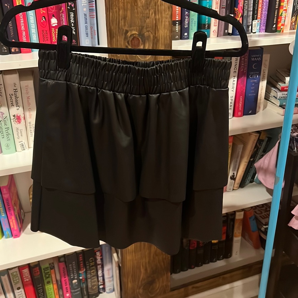 Faux Leather Tiered Skirt